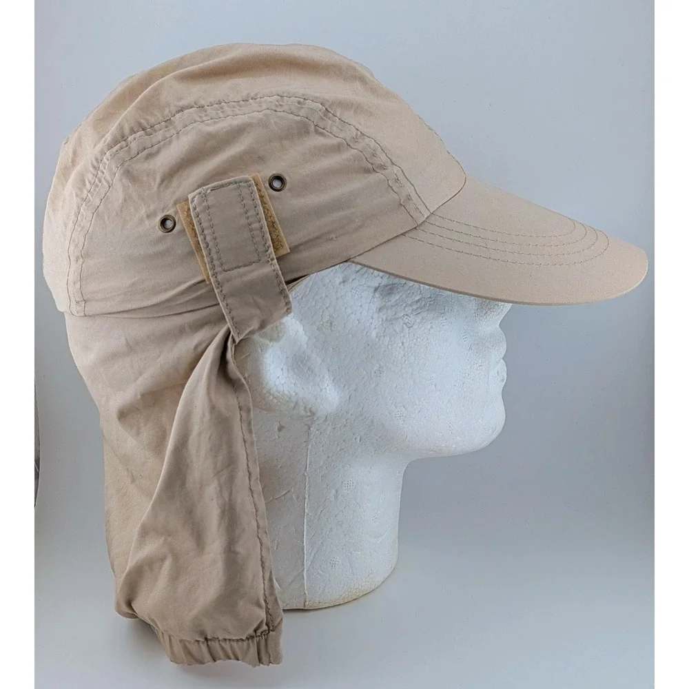 Vintage Filson Fishing Long Brim Hat Cap Made In USA Safari Sun Flap Beige